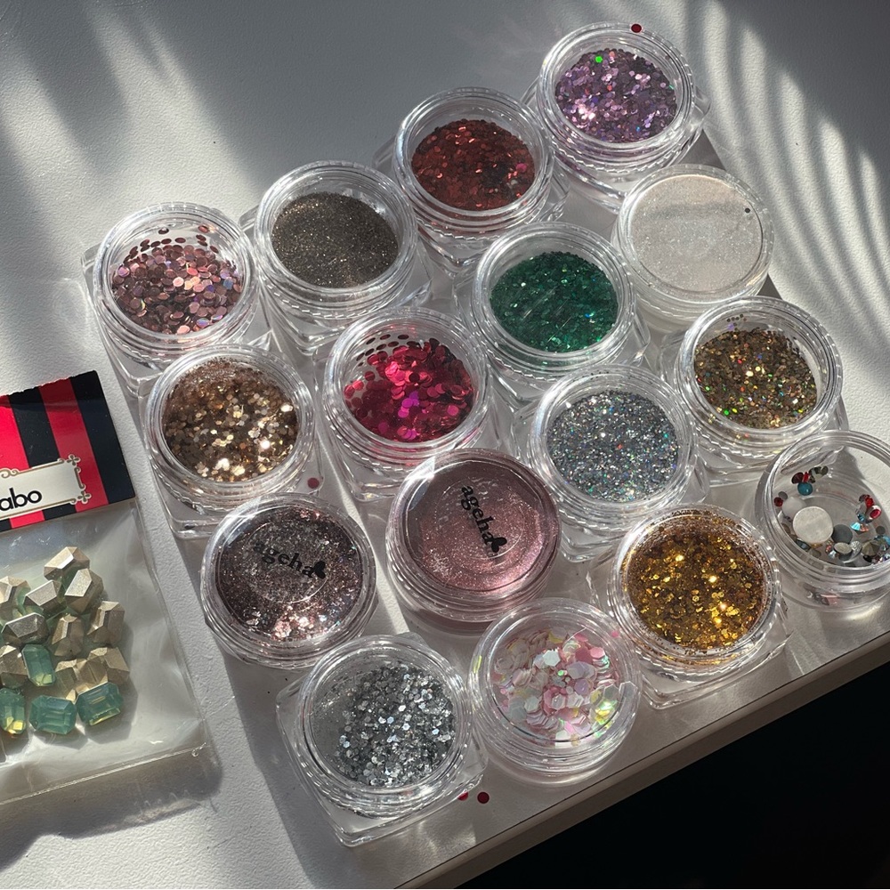 Huge Collection of NAIL ART Glitter Gems & Chrome